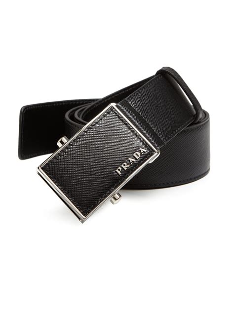 prada plaque logo saffiano leather belt|Black Saffiano Leather Belt .